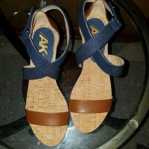 Denim and Tan Wedges